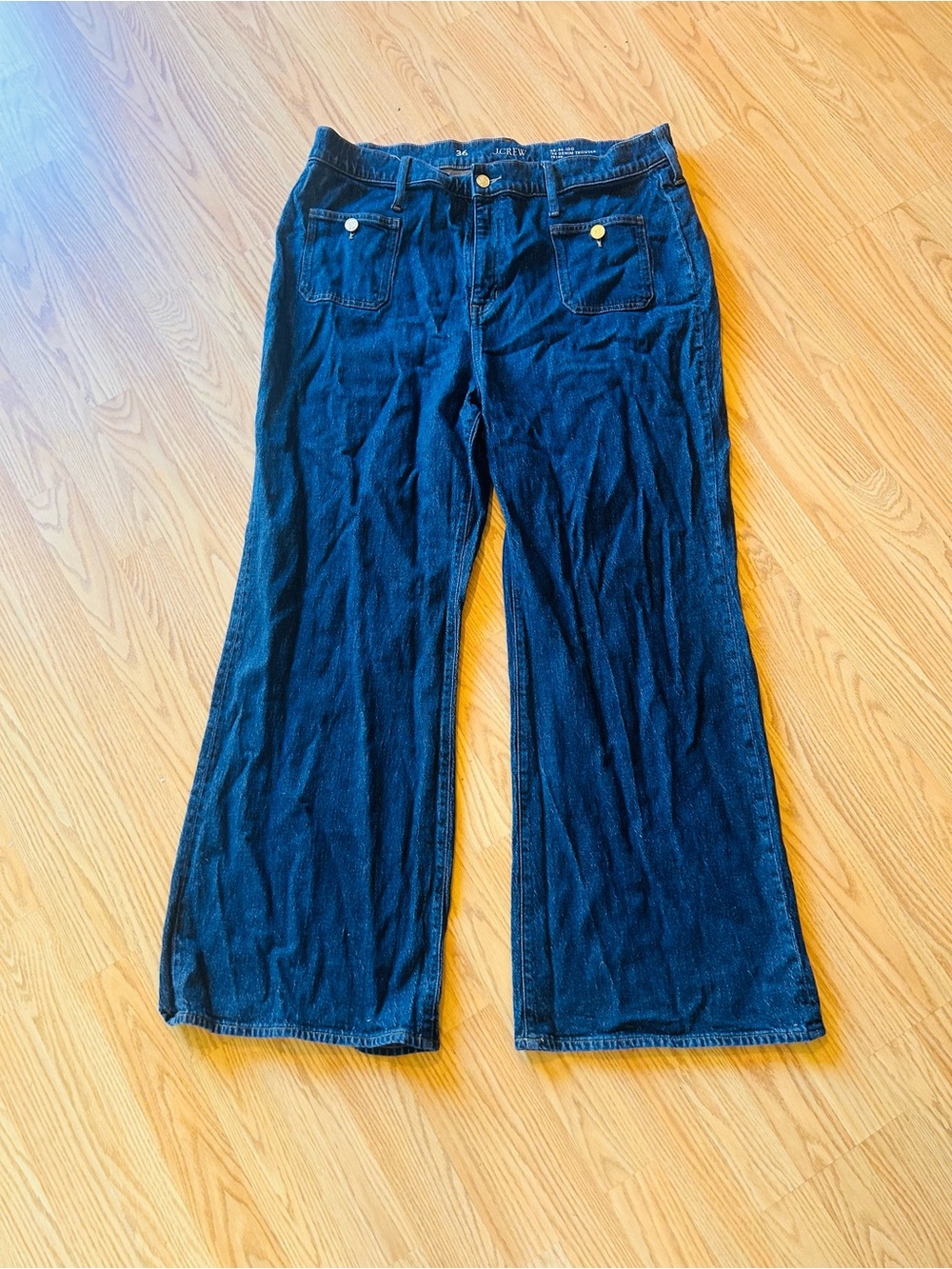 J Crew Wide Leg Dark Blue Women’s Jeans Sz 36